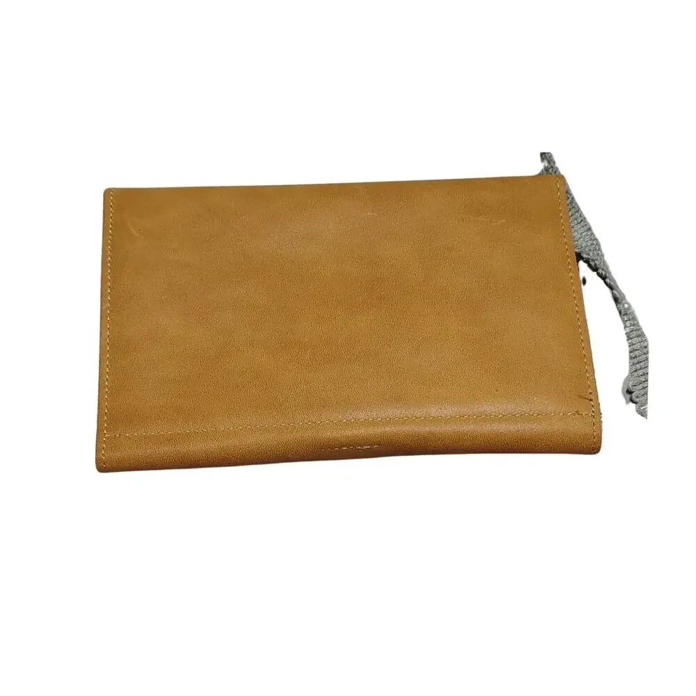 Brown Genuine Leather Credit Card Checkbook Wallet Fold Over Flap New With Tags